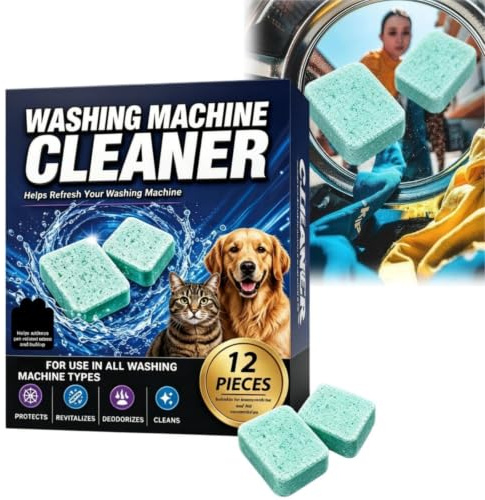 12PCS Washing Machine Cleaner,Washing Machine Cleaner Deep Clean,Pet Hair,Deep Clean The Inner Drum And Laundry Tub Seal,Fresh Scent&Removes Detergent Residue,Suitable For All W-ashing Machines