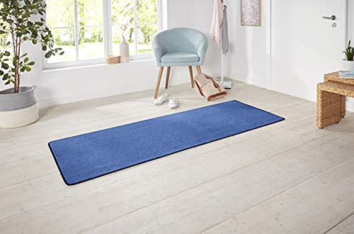 Hanse Home Nasty Läufer – Flauschiger Kurzflor Teppich Einfarbig Unifarben für Esszimmer, Wohnzimmer, Kinderzimmer, Flur, Schlafzimmer, Küche – Uni Blau, 80x200cm