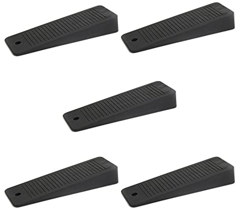 5 x sossai® Türkeil | TSK95 | Türstopper aus Hartgummi | Farbe: Schwarz