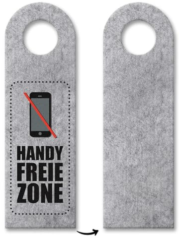 Handy freie Zone Türhänger in Grau Verbot Warnung Hinweis Handyverbot Ruhe Türe