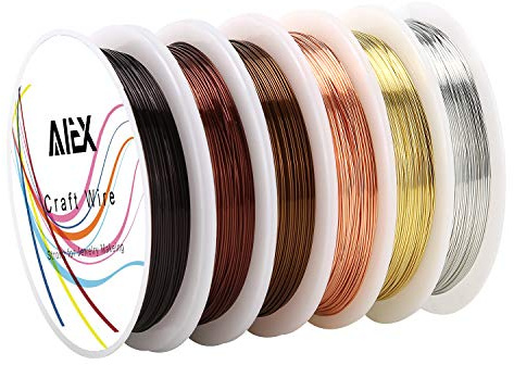 AIEX 6 Rollen Trübungsbeständiger Schmuckdraht aus Blankem Kupfer für die Herstellung von Perlenschmuck DIY-Schmuckdekor (0,5 mm)