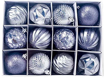 Bodhi2000 1 Box Weihnachtskugeln, Glitzerkugel, bruchsicher, PVC, Weihnachtsbaum, dekorative Weihnachtskugeln für Zuhause