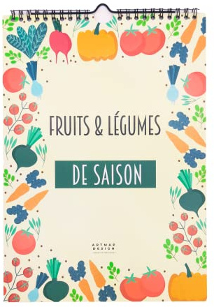 Fruits et Légumes de saison | Calendrier perpétuel à suivre au fil des mois | Livre de cuisine chaque année | Format 21 x 29,7 cm (A4) | Idée cadeau