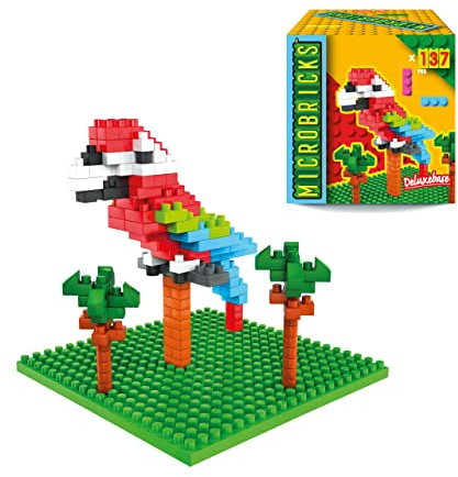 Microbricks - Papagei von Deluxebase. Mini-Block-Vogel-Puzzle. Einfach zu bedienendes 3D-Puzzle für Kinder im Tiere-Stil