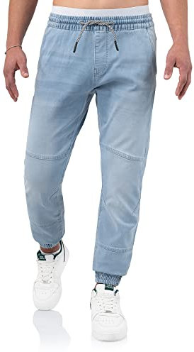 Indicode Oltjon lässige Bequeme Freizeithose in Jeansoptik mit elastischem Bund und Zugband in 3 Farben