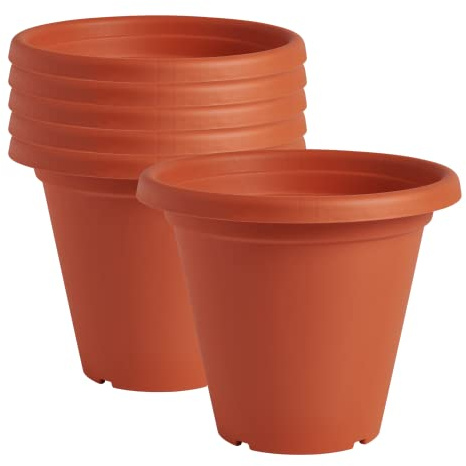Clever Pots Kunststoff-Pflanztopf, 6x20cm Außen- oder Innentopf mit Entwässerungslöchern, leichtes und wetterfestes Pflanzgefäß für Blumen & Pflanzen, ideal für Garten, Terrasse & Veranda, Terrakotta