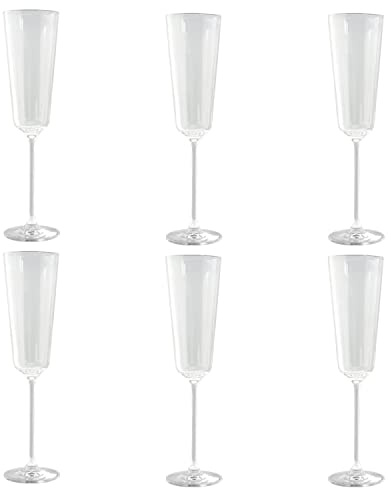 livellara Milano Flute 240 ml Vetro, Set da 6, Bicchieri Particolari per Matrimonio, Anniversario, Laurea, Trasparenti, Collezione: Rinascimento