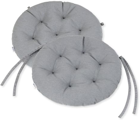 HAVE A SEAT Living - Sitzkissen Rund 40cm - 2er Set - Bequeme Sitzkissen Outdoor - Waschbar bis 95°C, Wetterfest, Orthopädisch - Made in Germany (2er Set - Ø 40cm, Hellgrau)