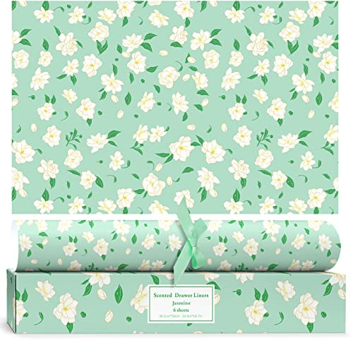Forros de cajones perfumados de jazmín, 6 Hojas de Papel fragante, Hojas de Papel no Adhesivas para Armario del hogar, cajones de tocador, Regalo para decoración del día de San Valentín