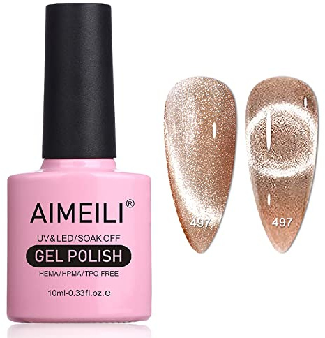 AIMEILI Magnetic Gel Nail Polish 9D Cat Magnet Eye Gel Polish, UV LED Soak Off Glitter Gel Nail Varnish Nail Art Manicure Pedicure, Long Lasting & Easy to Apply - (497) 10ml