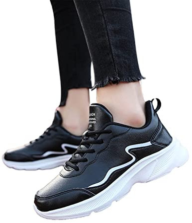 Schwarze Turnschuhe Damen Elegant Joggen Fitness Bequeme Laufschuhe Frauen Weiße Sportschuhe Trainingsschuhe Walkingschuhe Cheerleading-Schuhe Halbschuhe für Outdoor Jogging Fitness
