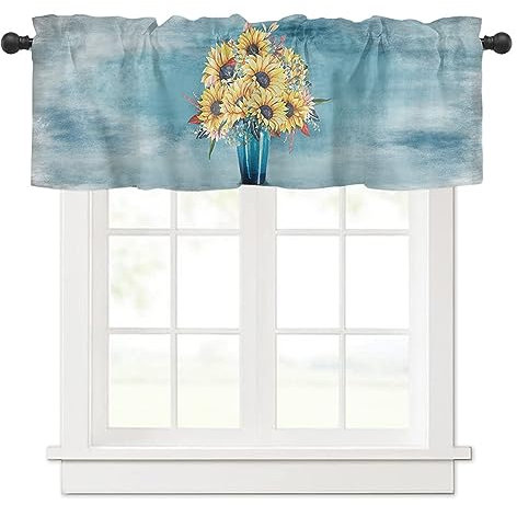 Surwin Tenda Corta per Finestra Piccola, Tenda Bistrot Corta Cafe Tenda da Cucina Tenda Finestra Decorazione per caffè Camera da Letto, Soggiorno, Balcone (Mare Blu,137x45cm)