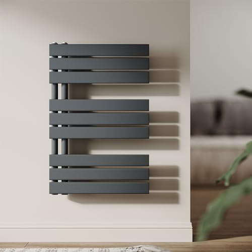 SUNXURY Badheizkörper 762 x 500mm Handtuchwärmer Anthrazit Panel Handtuchtrockner Handtuch Trockner Handtuchhalter Seitenanschluss Handtuchheizkörper für Badezimmer 679W