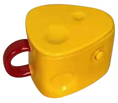 Keramik-Kaffeetassen, Niedliche Kaffeetassen in Käseform, Gelbe Keramik-Milchbecher, Einzigartige Käse-Teetassen Mit Deckel Für Frauen