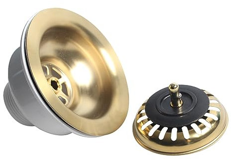 TALEA 114MM Lavabo Piatto Scolapiatti Filtro Scarico Kit per Singola Ciotola Cucina Lavello Drenaggio Kit Rifiuti Spazzolato Oro SUS304 Filtro XK223C041-K