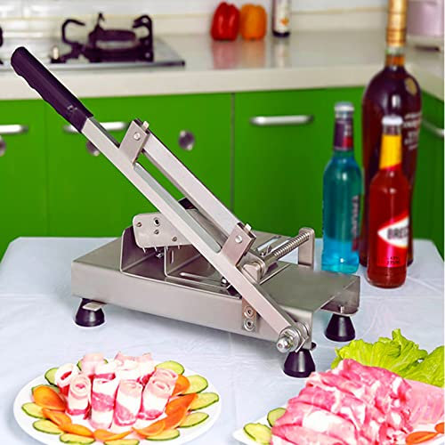 Fleischschneider für den privaten oder gewerblichen Gebrauch, manueller gefrorener Fleischschneider aus Edelstahl zum Schneiden von Kräutern, Nougat, Speck, Hammelfleisch, Schinken