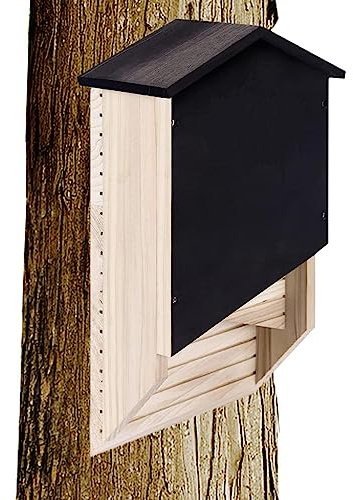 Refugio exterior para murciélago | Caja de hábitat exterior de madera para murciélago | Refugio de caja de murciélago de madera reutilizable para hibernación, refugio de caja de murciélago