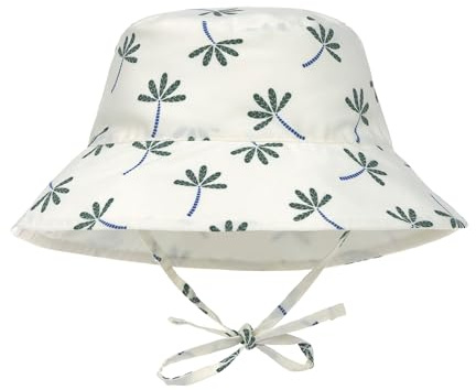 LÄSSIG Baby Kinder Sonnenhut Strandhut Sommerhut Sonnenschutz Kinderhut Babymütze wendbar atmungsaktiv UV-Schutz 80/Sun Protection Bucket Hat Palms Nature, 3-6 Monate, Größe: 43/45