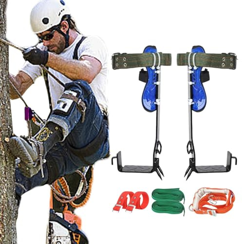 Quzente Baumkletterspikes, Stangenkletterausrüstungsset,Professionelle Baumspitzen Baumarbeitswerkzeuge | Kletterausrüstung mit rutschfestem für Outdoor-Aktivitäten, Obstpflücken, Baumpfleger