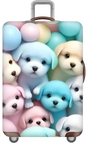 FANSU Kofferhülle Kofferschutzhülle, 3D Katze Drucken Elastisch Reisekoffer Schutzhülle mit Reißverschluss, Waschbar Gepäckabdeckung - 18 bis 32 Zoll (Hund,XL(29-32in))