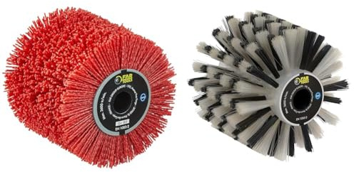 Fartools 110886 Brosse Nylon abrasifs Ø120mm-L 100mm pour Rénovateur REX120C & 110889 Brosse en Fibre Plastique Ø120mm-L 100mm Compatible avec Rénovateur REX120, REX200 et REX-H200