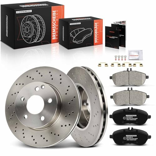 Frankberg Bremsensatz inkl. 2x Bremsscheiben + 4x Bremsbeläge Vorne | Kompatibel mit C-Klasse T-Model S204 C-Klasse Coupe C204 C-Klasse W204 Replace# A0004200305
