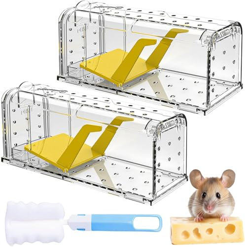 CLDFDC Trappola per Topi Vivente per Interni ed Esterni - Facile da Usare, Facile da Pulire, Riutilizzabile, Rilascio Senza Contatto, per Cucina, Giardino, Casa, Soffitta, Garage (2 Pezzi)