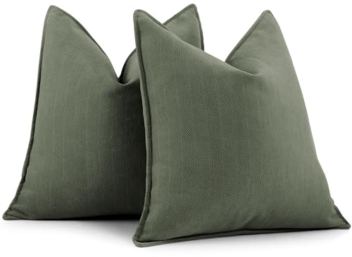 ZWJD Armeegrün Kissenbezug 60x60 2er Set Chenille Kissenbezüge Sofakissen Kissenhüllen mit elegantem Design, weiche und luxuriöse dekorative Dekokissen für Couch, Bett und Heimdekoration