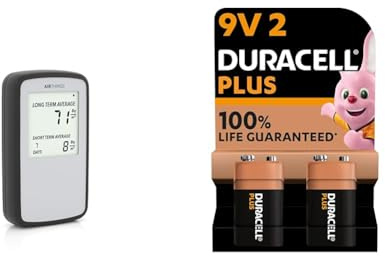 Airthings Corentium Home Radon Detector - 224 Portable, Lightweight, Easy-to-Use, (3) AAA Battery & Duracell Plus 9V Batteries (Pack of 2) - Alkaline - 100% Life Guaranteed