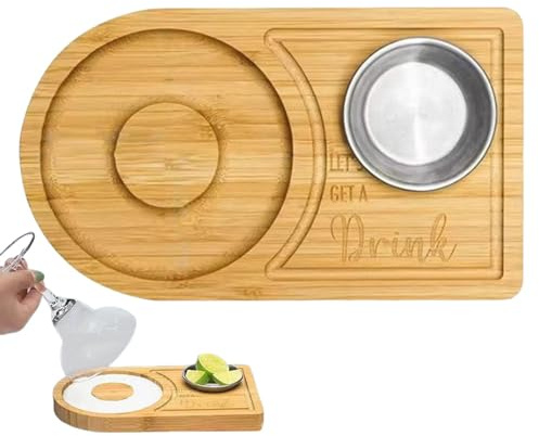 Wezalget Margarita Salt Rimmer | Wooden Bar Rimming Tray Cocktail Salt Rimmer Lime Seasoning Board Bar Glass Rimmer for Margarita and Cocktail | for Home Drinking, Restaurant, Bar