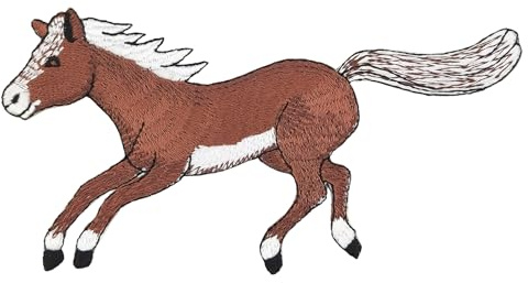 Pferd Aufnäher zum aufbügeln oder aufnähen Bügelbild Stute Pony Bügelpatch Kinder Aufbügler für Kleidung Bügelflicken Reiten Bauernhof Applikation Patch Größe 13,2 x 6,8 cm