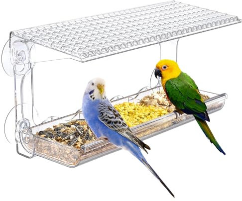 SUPERFA Clear Window Bird Feeder with 4 Extra Strong Suction Cups, Bird Feeders for Wild Bird watching, Outdoor Bird window Feeder