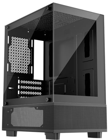 1st Player MIKU Mi2-A Micro ATX PC Gaming Case, Panoramic Tempered Glass + Mesh Hybrid Panel For Increased Airflow - Black