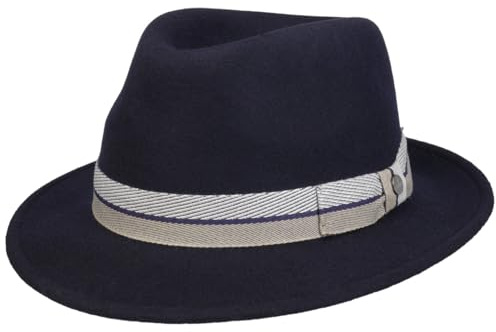 Lierys Sombrero de Lana Millscott Bogart Mujer/Hombre - Made in Italy Fieltro Invierno otoño/Invierno - XL (60-61 cm) Azul Oscuro