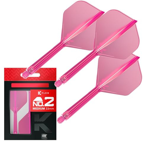 Target Darts K Flex Fléchettes et Arbres Intégrés, No.2 | Pack de 3 Fléchettes Moulées K-Flex - No2, Kflex All in One Flèche et Tige de Fléchettes Moulées Longueurs: Court, Intermédiaire et Moyen