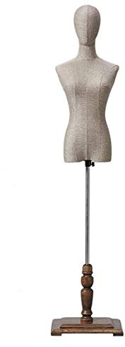 Schaufensterpuppe, stabil, weiblich, höhenverstellbar, Starter-Display, realistische Torso-Attrappe in Heller Farbe mit rechteckigem Holzsockel (mit Armen L)