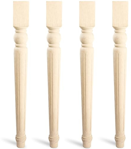 La Vane 29x3x3inch Wooden Harvest Table Legs, Set of 4 Solid Wood Massive Unfinished Turned Replacement Countertop Legs Kitchen Island Cabinet Columns for Bench Coffee Table Dining Table