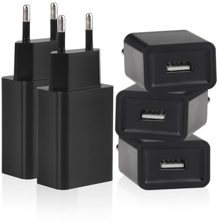 CYIOU 5W Netzteil USB C Netzstecker 5 Pack Netzgerät Handy Ladegeräte 5V1A | USB Netzteil Stecker Ladestecker für Handys Ladegerät Bluetooth-Kopfhörer Smartbands Tablets (Schwarz)