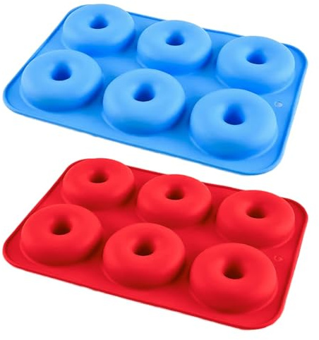 Bakee UK Moule à beignets en silicone anti-adhésif Rouge et bleu