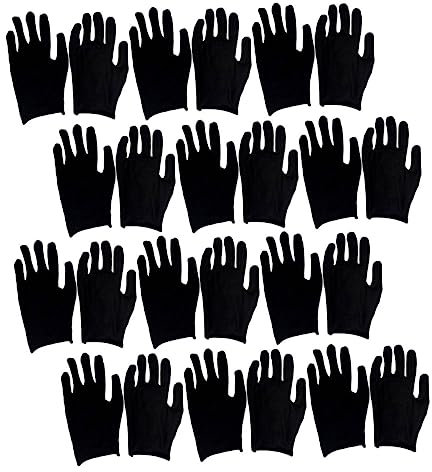 DRESSOOS 12paare Baumwollhandschuhe Arbeitshandschuhe Sicherheitshandschuhe Bequeme Handschuhe Schwarz Dünn