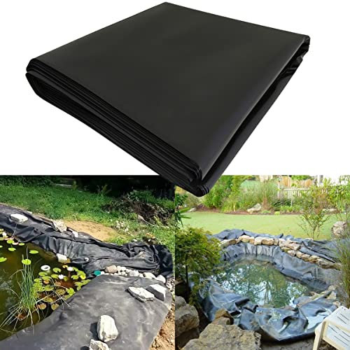 Strapazierfähige schwarze HDPE-Kunststoff-Teichfolie, 6 x 6 m, langlebig, undurchlässig, faltbar, verstärkt für Landschaftsbau, 4 m x 3 m, Gummiteichfolie