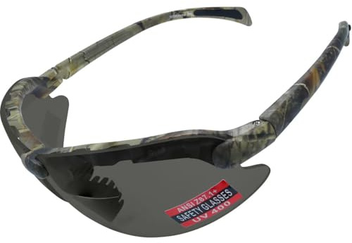 Spits Eyewear Hunting Top Focal OR Bottom Bifocal Shooting Safety Glasses with Forest Camo Frame (Smoke Lenses, 1.75 TOP)