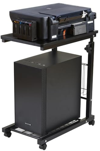 Soporte para CPU Soporte de torre for PC de altura ajustable, soporte de impresora con soporte for CPU móvil de 2 niveles, soporte for caja de PC con ruedas giratorias for oficina en casa Soportes par
