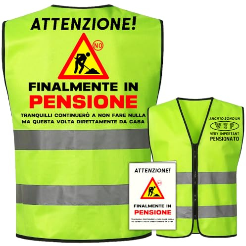 Toctax Chaleco jubilado regalo pensión hombre tarjeta de jubilación regalos para jubilación Gadgets divertidos pensión hombre gadgets, Verde fluorescente, XL