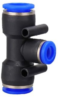 Conector neumático de 1 pieza, clavija de plástico de tres vías, tubo en T, manguera OD, conector rápido de empuje(PEG8-10-8)
