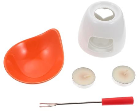 HOMOBABE 1set Fonduta Ceramica Per Cioccolato e Burro Pentola Per Scaldare Design Elegante Colore Arancione Per Feste e Occasioni Speciali