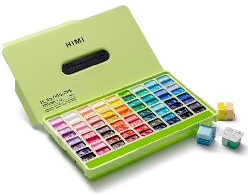 HIMI Twin Cup Jelly Gouache Paint Set, 72 colori 12 g, Jelly Cup Design, vernice atossica per tela e carta, accessori artistici per professionisti