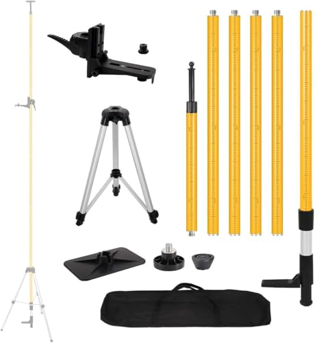 Mountlaser Barre de nivellement laser télescopique avec trépied, extensible jusqu'à 4,2 m avec support laser de 1/4 x 20, avec écrou adaptateur 5/8-11