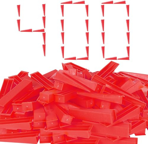 400 cunei per sistema di livellamento piastrelle, riutilizzabili,compatibili con distanziatori da 3,0 mm 1,5 mm 2 mm 1 mm,set di montaggio per piastrelle da parete e pavimento(400 pezzi, rosso)