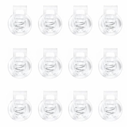 12PCS Plastic Cord Lock Stopper End Spring Stop Toggle Fastener, Durable Drawstring Toggle Stoppers And Toggles For Cord, Roman Blind Clips For String, Clothing, Bags, Camping Gear, Jackets And DIY